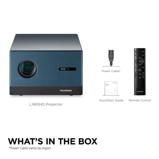 ViewSonic LX60HD 1080p LED Portable Projector with Built-in Google TV, H/V Keystone, Auto Focus, Bluetooth, and Wi-Fi for Smart Home Theater - Image 2