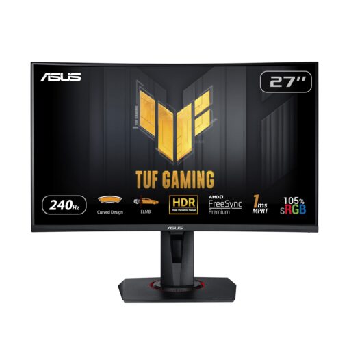 ASUS 27” 1080P TUF Gaming Curved HDR Monitor (VG27VQM) - Full HD, 240Hz, 1ms, Height Adjustable, Black - Image 9