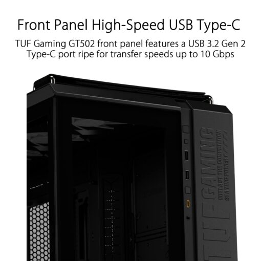 ASUS TUF Gaming GT502 ATX Mid-Tower Computer Case with Front Panel RGB Button, USB 3.2 Type-C and 2X USB 3.0 Ports - Image 4