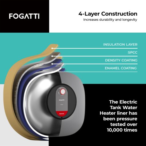 Electric Mini Tank Water Heater, FOGATTI 2.5 Gallon Point of Use Instant Hot Water Heater 120V 1440W, Small Hot Water Heater, Under Sink, Wall or Floor Mounted, Easy to Install - Image 5