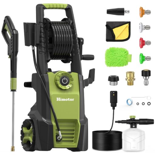 Pressure Washer with Adjustable PSI Switch, 4500PSI Max 3.0 GPM Electric Power Washer with 5 Nozzles & 500ml Foam Cannon, Portable High Pressure Washer for Cars, Fences, Patios and Driveway Cleaning