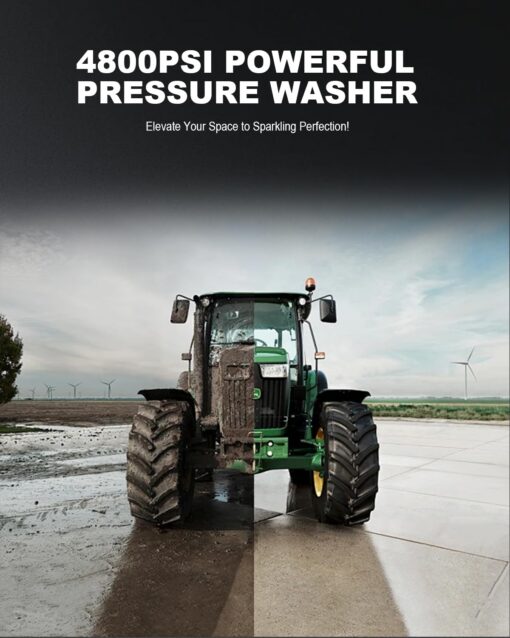 Commowner Electric Pressure Washer 4800 PSI 2.8 GPM Power Washers Electric Powered with 33ft Pressure Hose M22-14mm, 4 Nozzle and Foam Cannon, powerwashers for Home, Cars, Fences, Patio, Green - Image 7