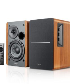 Edifier R1280DBs Active Bluetooth Bookshelf Speakers - Optical Input - 2.0 Wireless Studio Monitor Speaker - 42W RMS with Subwoofer Line Out - Wood Grain