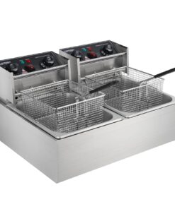 ROVSUN 22.8QT Electric Deep Fryer w/ 60-Min Timer, 5000W Dual Tank Commercial Deep Fryer w/Overheat Protection, Temperature Control & Baskets, Stainless Steel Countertop Fryer for Home Restaurant
