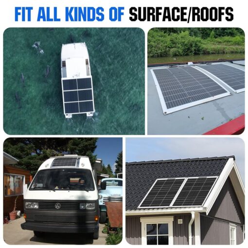 ECO-WORTHY 130Watt 12Volt Flexible Solar Panel Kit for Off Grid Home RV, Boat and Uneven Surfaces:1pcs 130W Mono Solar Panel + 30A 12V Charger Controller + Solar Cable + Tray Cable + Y Branch - Image 2