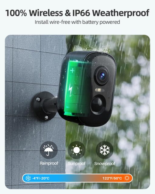2K Security Cameras Wireless Outdoor, 4 Pack Battery Powered WiFi Cameras for Home Security with AI Motion Detection, Spotlight Color Night Vision, 2-Way Talk, Siren Alarm, IP65, Cloud/SD Storage - Image 4