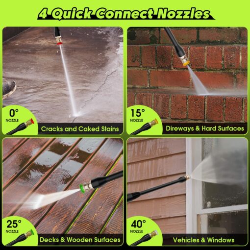 Electric Pressure Washer, Foam Cannon, 4 Different Pressure Tips, Power Washer, 3800 PSI 2.4 GPM - Image 6