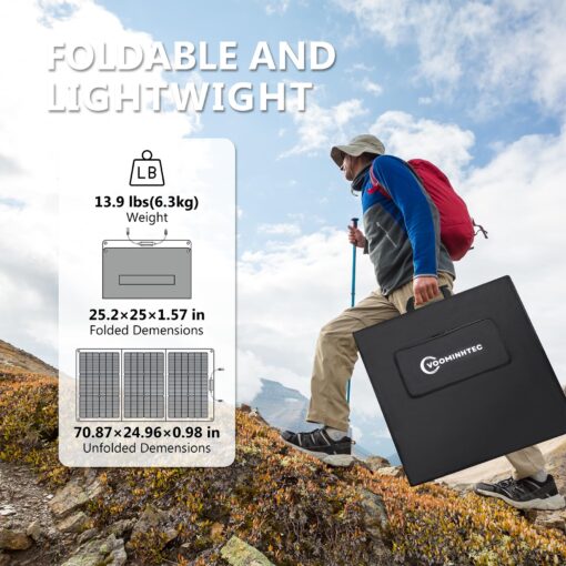 Voominhtec 200W Portable ETFE Solar Panel, IP68 Waterproof Foldable 24% High Conversion, Ultra-Light Solar Charger for Power Station RV Camping Off Grid - Image 6
