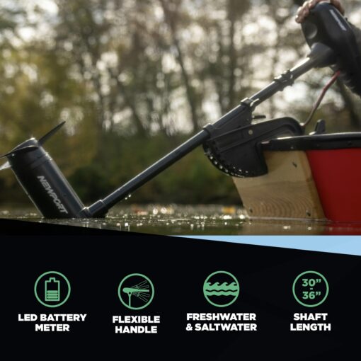 Newport NV-Series 36lb Thrust Saltwater Transom Mounted Electric Trolling Motor with LED Battery Indicator & 30" Shaft - Image 6
