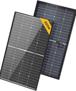 BougeRV 24V N-Type 16BB 200W Bifacial Solar Panel, 24V 200 Watt Solar Panel, for RV Camping Boat Marine Log Cabin Roof, Charing Golf Cart Lithium Battery, Black Frame (1PCS)