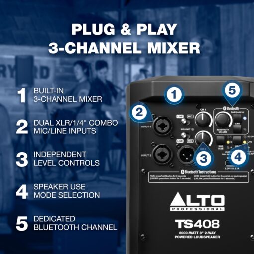 Alto Professional TS408 - 2000W 8" Powered PA Speaker with 3 Channel Mixer, Bluetooth Streaming, Wireless Loudspeaker linking, DSP and Alto App - Image 18