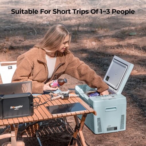 BougeRV Green 23Quart Portable Refrigerator, 12 Volt Fridge 22L, Portable Freezer Compressor Cooler 12/24V DC 110~240 Volt AC for Truck Van RV Camper -7℉~50℉ - Image 4