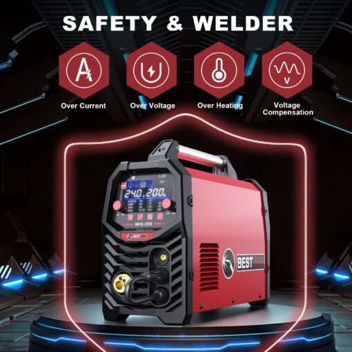BESTMIG 200A MIG Welder - 6-in-1 IGBT Inverter Welding Machine, Gas/Gasless Flux Core, Stick, Lift TIG, Spot & Spool Gun - Portable 110V/220V Equipment - Image 3