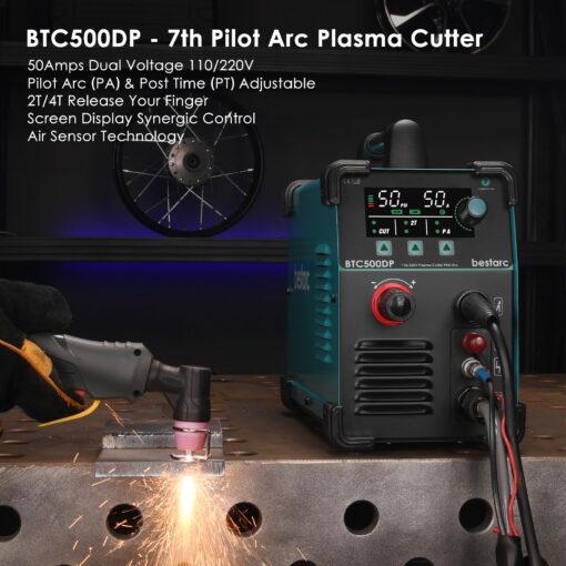 bestarc Plasma Cutter, Non Touch Pilot Arc, Air Sensor Technology, Large Digital Display Screen, BTC500DP 7Gen 50Amps 110/220V Dual Voltage, IGBT Plasma Cutter Machine (BTC500DP 7GEN 110/220V) - Image 6