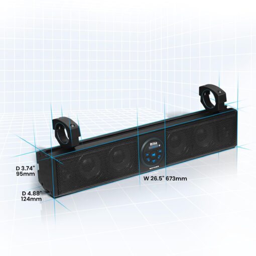 BOSS Audio Systems BRT26A ATV UTV Sound Bar - 26 Inch Wide, 4 Inch Speakers, 1 Inch Soft Dome Tweeters, Full Range, IPX5 Weatherproof, Bluetooth, Built-in Amplifier, Golf Cart Compatible - Image 3