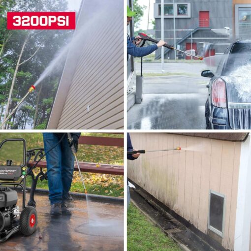 PowerSmart 3800 PSI Gas Pressure Washer with 208cc Engine, 2.5 GPM Flow Rate, 4500W Power, Onboard Soap Tank, Metal Spray Wand, and 5-Nozzle Set for Heavy-Duty Cleaning of Decks, Driveways - Image 4
