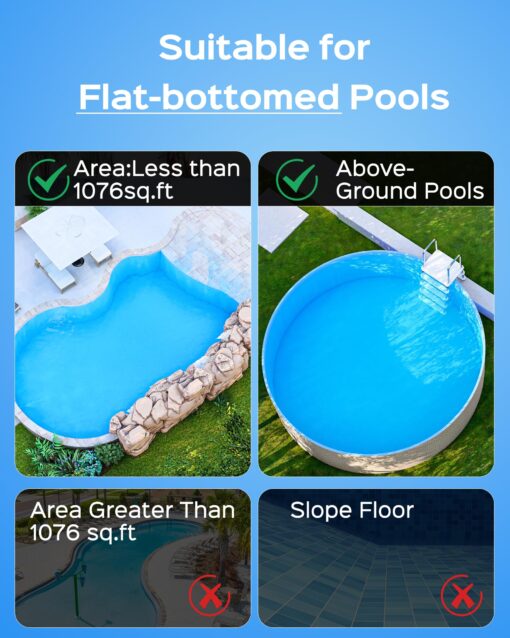 WYBOT Robotic Pool Cleaner, Cordless Pool Vacuum Robot with 120 Mins Runtime, Fast Charging, Powerful Suction, Self-Parking, Double Filters,Ideal for Above Ground Pools up to 1076 Sq.ft - Image 5