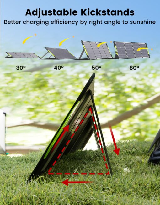 200W Portable Solar Panel, Greenmagic 200W Foldable Solar Panel Lightweight with Kickstands for Home, Camping, Boat, Shed Farm Camping RV Solar Generator, 23% High Efficiency - Image 2