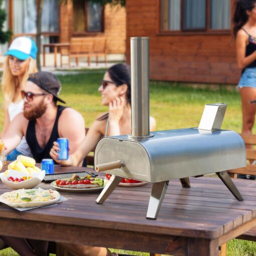 BIG HORN OUTDOORS 12" Multi-Fuel Pizza Oven, Portable Outdoor Pizza Oven, Wood Fired & Propane Gas, Pellet Pizza Maker with Pizza Stone - Image 3