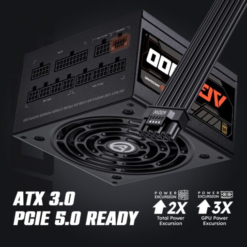 ARESGAME 1300W ATX 3.0 PCIE 5.0 Power Supply, 80 Plus Gold Certified, Fully Modular, 10 Year Warranty - Image 4