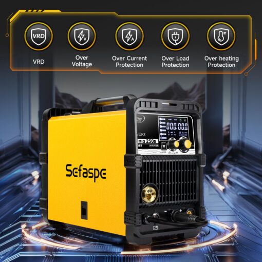 250A MIG Welder, 6 in 1 Gas MIG/Gasless Flux Core/Spool Gun/Lift TIG/Stick 220V MIG Welder with LED Digital Display Multi-process Aluminum Welding Machine - Image 4
