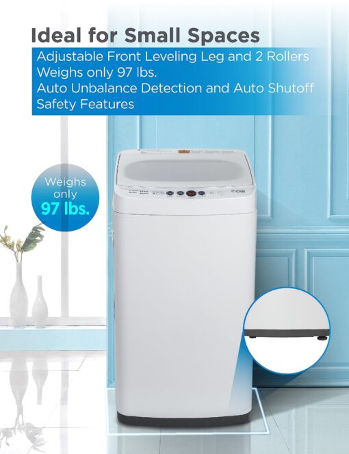 Commercial Care 0.9 Cu. Ft. Portable Washing Machine, Compact Washing Machine with 6 Wash Cycles, Portable Clothes Washer Featuring 3 Water Levels - Image 3