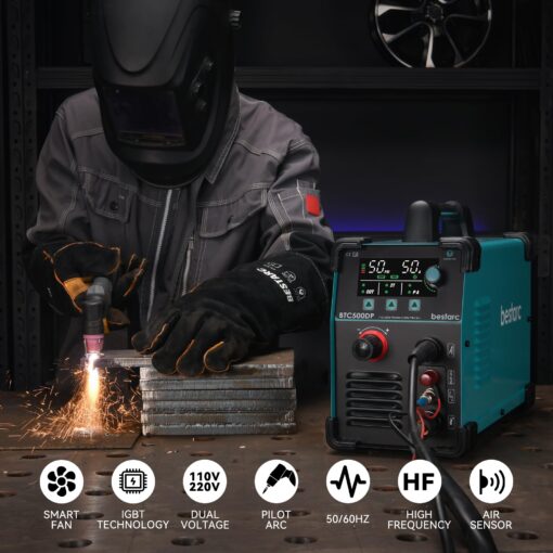 bestarc Plasma Cutter, Non Touch Pilot Arc, Air Sensor Technology, Large Digital Display Screen, BTC500DP 7Gen 50Amps 110/220V Dual Voltage, IGBT Plasma Cutter Machine (BTC500DP 7GEN 110/220V) - Image 4