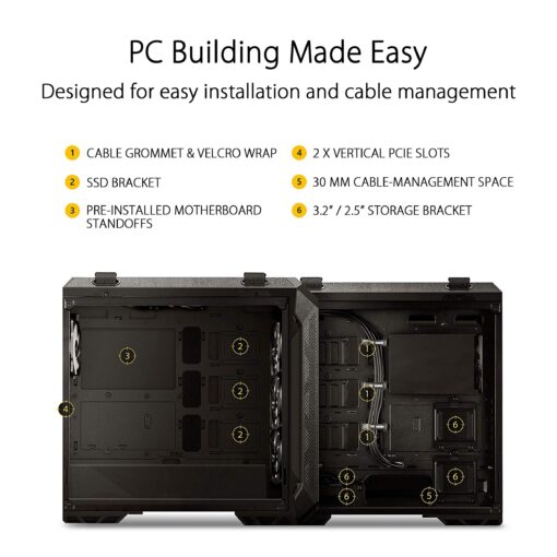 ASUS TUF Gaming GT501 Mid-Tower Computer Case for up to EATX Motherboards with USB 3.0 Front Panel Cases GT501/GRY/WITH Handle - Image 4