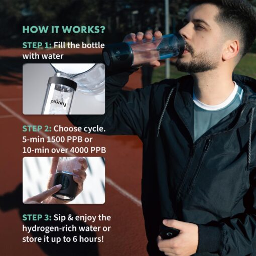Hydrogen Water Bottle Generator - Up to 4100+ PPB Concentration - SPE/PEM Technology - Certified H2 Generator - Portable Athletic Performance & Hydration System - 6-Hour Hydrogen Retention (Black) - Image 5