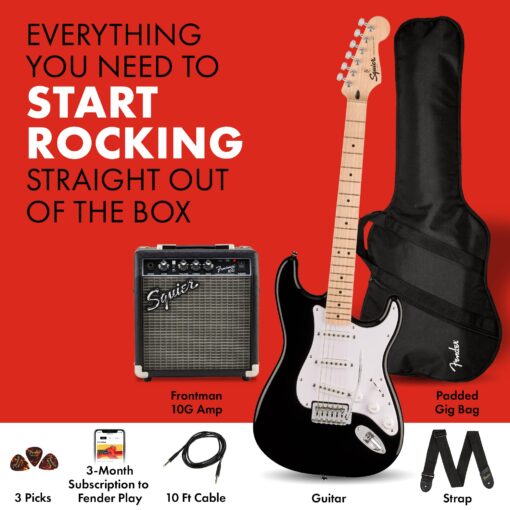 Squier 6 String Electric Guitar Pack, Right, Black (0371720006) - Image 6