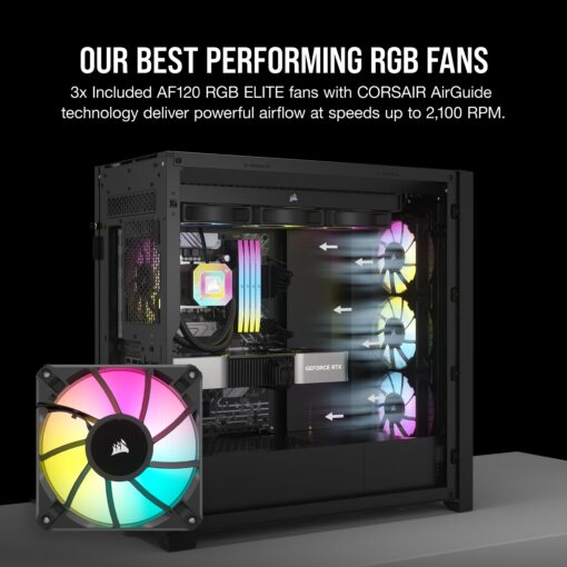 Corsair 5000D RGB Mid-Tower Case - 3X AF120 RGB Fans - Lighting Node PRO - High-Airflow Design - RapidRoute Cable Management - Black - Image 5