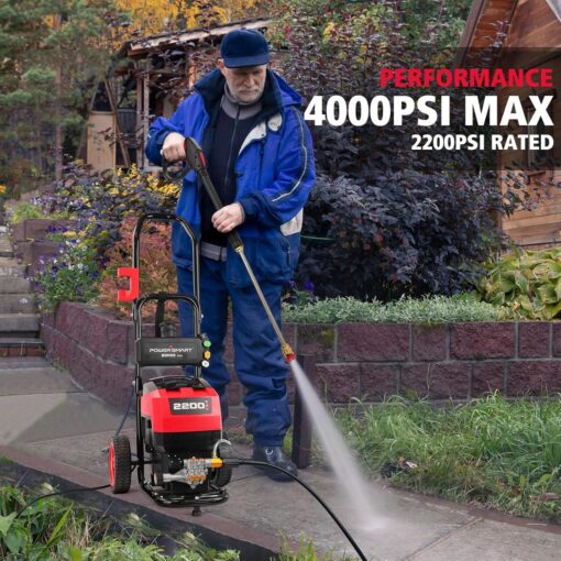 PowerSmart Electric Pressure Washer, 1.8GPM 4000PSI Max Power Washer with 35FT Power Cord & 27FT Hose, Soap Tank,Spray Gun - Image 6