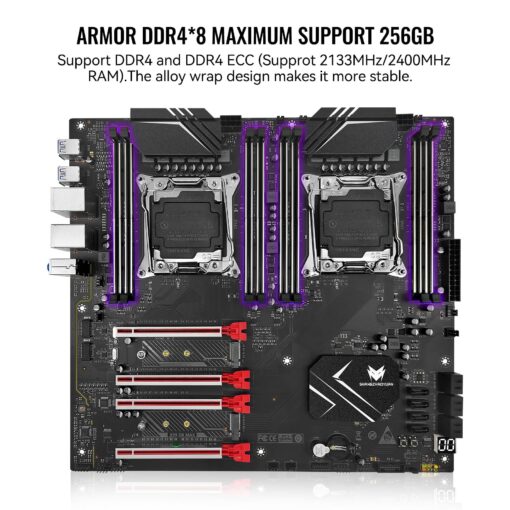SHANGZHAOYUAN X99 Dual CPU Motherboard LGA 2011-3 Server Motherboard for Intel i7 5th/6th Gen Xeon E5 V3/V4 Series (E-ATX, 8*DDR4 ECC Max 256G, 2*NVME M.2, 2*Gb LAN, SATA 3.0, PCIe 3.0) - Image 8