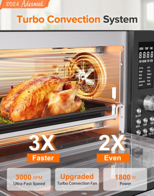 Nuwave Bravo Pro Smart Air Fryer Toaster Oven Combo, Airfryer Convection Oven Countertop, 12-in-1 Functions with Quicker & Even Crisp Technology, 1800W, 50-450°F, PFAS-Free, 21QT, Black - Image 7