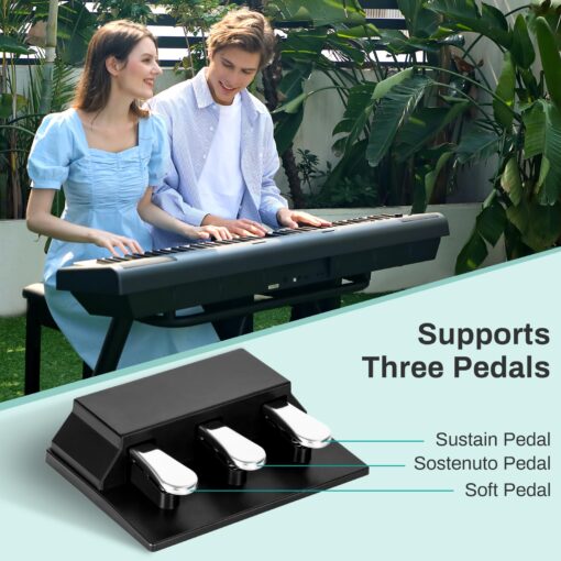 AODSK Digital Piano 88 Key Weighted keyboard Piano with Portable and stable U stand, Full Size Weighted Keyboard, with 3-Pedal Unit, 2x15W Stereo Speakers, MP3 Function, Black, Piano Lessons - Image 2