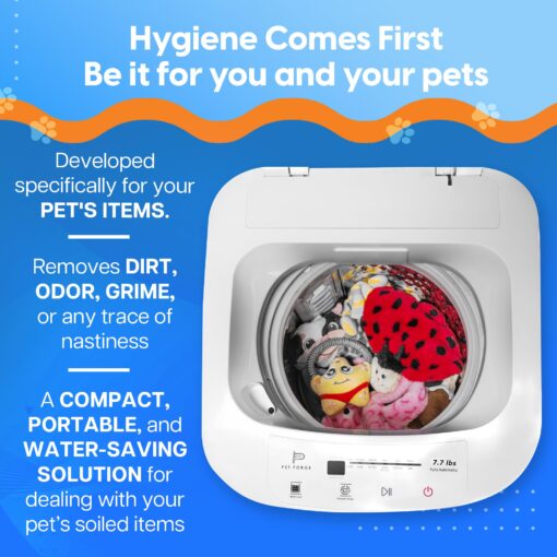 ​​Pet Forge Spin Fresh Compact Washing Machine for Pet Items - Fully Automatic Portable Washer with 8 Pounds Capacity Top Load Spin Mini Washer for Pet Hygiene - Image 7