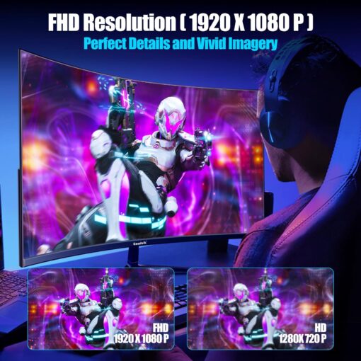 Gawfolk 27 inch Curved Gaming Monitor,144Hz/180Hz PC Monitor Full HD 1080P, Frameless 1800R Computer Display with FreeSync & Eye-Care Technology, Wall Mountable, DP, HDMI Port (Black) - Image 11