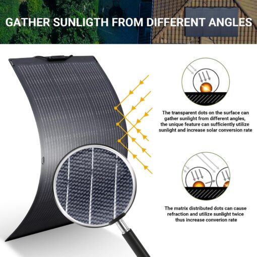 ALLPOWERS SF200 Flexible Solar Panel 200W 32V IP68 Monocrystalline Solar Modules Bendable Semi-Flexible Mono Solar Panel 200 Watt for RV Roof Boat Cabin Van Uneven Surfaces - Image 5