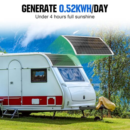 ECO-WORTHY 130Watt 12Volt Flexible Solar Panel Kit for Off Grid Home RV, Boat and Uneven Surfaces:1pcs 130W Mono Solar Panel + 30A 12V Charger Controller + Solar Cable + Tray Cable + Y Branch - Image 7