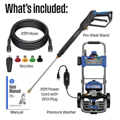 Westinghouse WPX2300e Electric Pressure Washer, 2300 Max PSI and 1.76 Max GPM, Induction Motor, Onboard Soap Tank, Spray Gun and Wand, 5 Nozzle Set, for Cars/Fences/Driveways/Homes/Patios/Furniture - Image 7