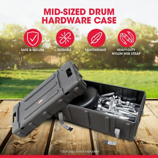 SKB 1SKB-DH3315W Durable Plastic Mid Sized Drum Hardware Case with Convenient Pull Out Handle, Heavy Duty Nylon Web Strap, and Built In Roller Wheels - Image 9