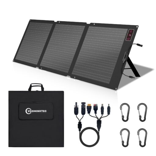 Voominhtec 200W Portable ETFE Solar Panel, IP68 Waterproof Foldable 24% High Conversion, Ultra-Light Solar Charger for Power Station RV Camping Off Grid