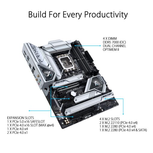 ASUS Prime Z790-A WiFi 6E LGA 1700(Intel 14th,13th&12th) ATX Motherboard (16+1 DrMOS, PCIe 5.0,DDR5,4X M.2 Slots,2.5 Gb LAN,USB 3.2 Gen 2 Front Panel Type-C, Thunderbolt 4/USB4, DP) - Image 6