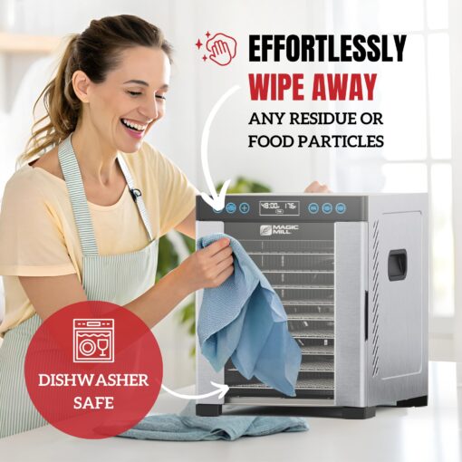 Magic Mill Pro Food Dehydrator Machine | 10 Stainless Steel Trays | Dryer for Jerky, Dog Treats, Herb, Meat, Beef, Fruit | Keep Warm Function, Digital Timer and Temperature Control, ETL Approved - Image 2