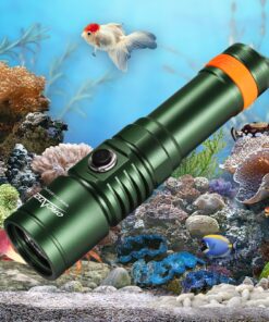 ORCATORCH D710 Scuba Diving Light, 3000 Lumens Super Bright Underwater Flashlight with 6 Degrees Narrow Beam, IP68 Waterproof Night Dive Torch 150 Meters Submersible Light (Green)