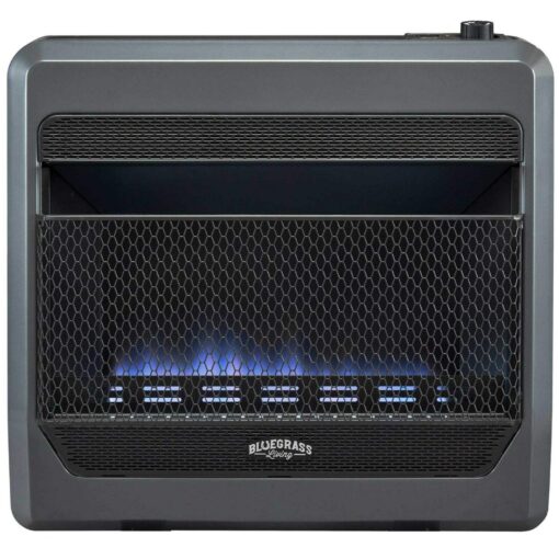 Bluegrass Living B30TPB-BB Ventless Propane Gas Blue Flame Space Heater with Thermostat Control, 30000 BTU, Heats Up to 1400 Sq. Ft., Includes Wall Mount, Base Feet, and Blower, Black - Image 2