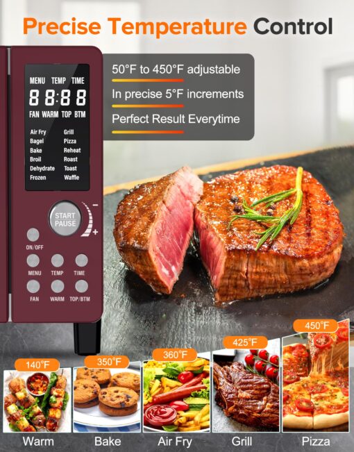 Nuwave Bravo Pro Smart Air Fryer Toaster Oven Combo, 12-in-1 Functions with Quicker & Even Crisp Technology, 1800W, 50-450°F, PFAS-Free, 21QT, Cinnamon - Image 5