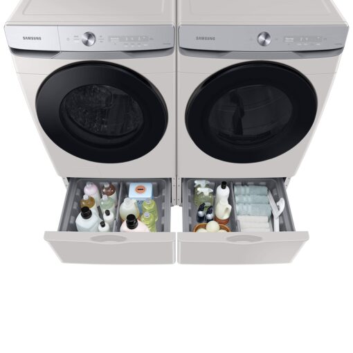 SAMSUNG 27-Inch Washer Dryer Pedestal Stand w/ Pull Out Laundry Storage Drawer, Stainless Steel, WE402NE/A3, 28.1"D x 27"W x 14.2"H, Ivory - Image 10
