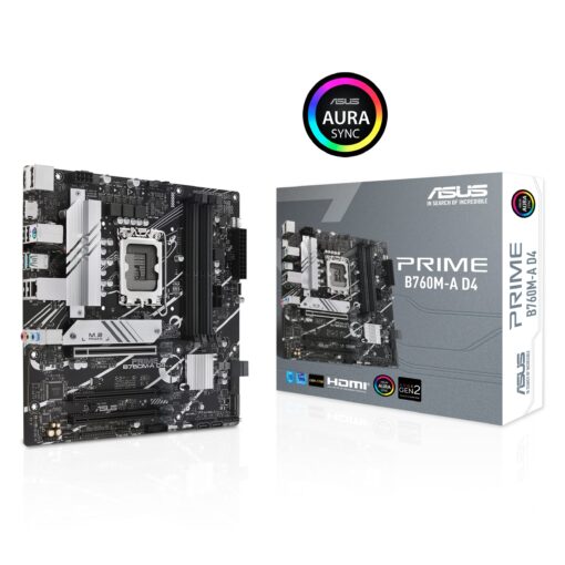 ASUS Prime B760M-A D4 Intel® B760 (LGA 1700)(13th and 12th Gen) mATX Motherboard, PCIe 4.0, 2xM.2 Slots,2.5Gb LAN, DisplayPort,Dual HDMI,Rear USB 3.2 Gen 2, Front 1 Type-C®, Aura Sync - Image 7