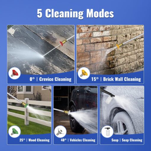 Electric Pressure Washer,4800PSI Max 3.0 GPM 20FT Hose,35FT Power Cord 4 Different Tips Foam Cannon Power Washer - Image 3